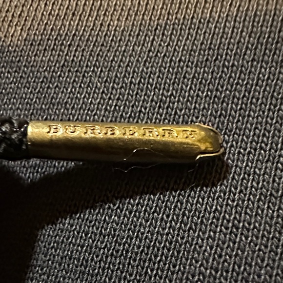 Burberry Navy Blue Zip-Up Sweater with Checkered Hood Size Large - Picture 4 of 6